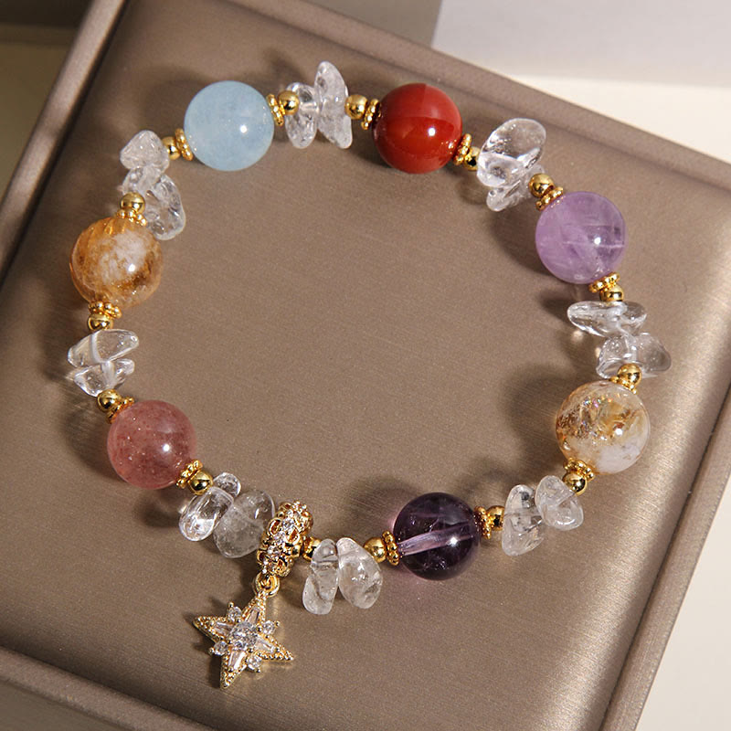 Buddha Stones Bracciale con ciondolo esagramma in quarzo trasparente e zirconi, naturale e di vario tipo, ideale per la guarigione. - image 3