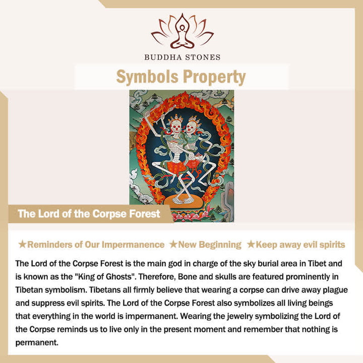 Buddha Stones Bracciale di protezione della foresta con perline d'osso tibetane, Signore dei cadaveri - image 3