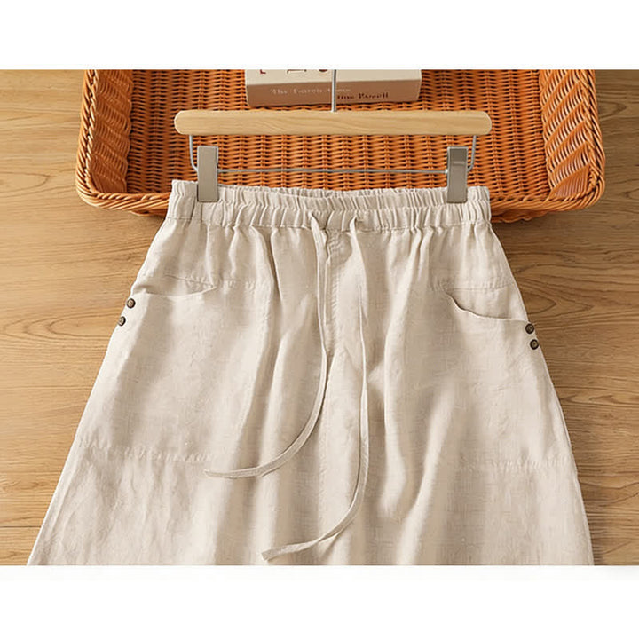 Buddha Stones Gonna da donna primaverile casual con coulisse e tasche, tinta unita. - image 1