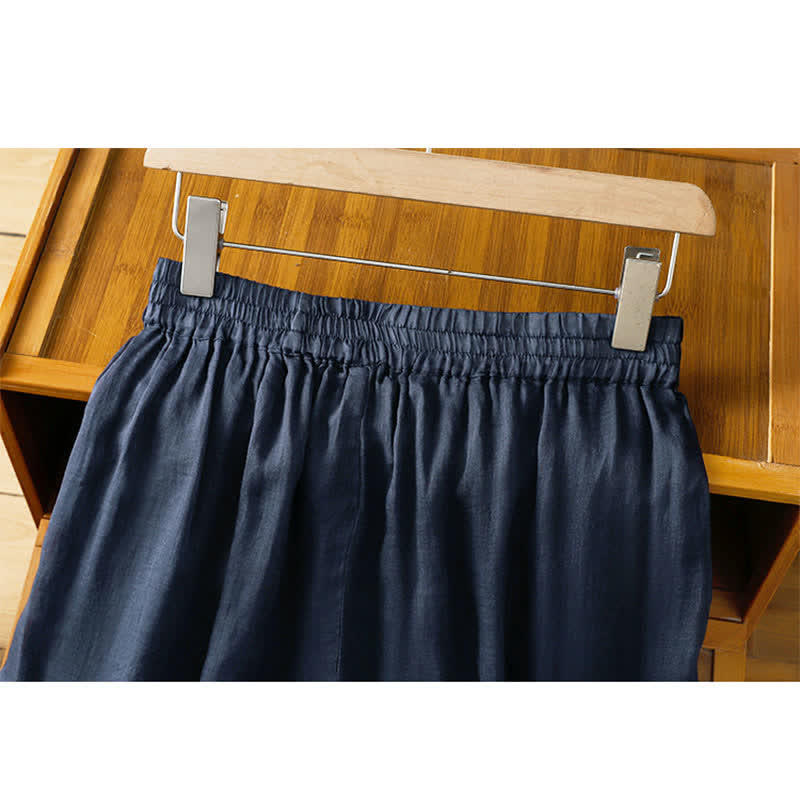 Buddha Stones Pantaloni estivi da donna a gamba larga in stile boho con ricami e tasche. - image 2