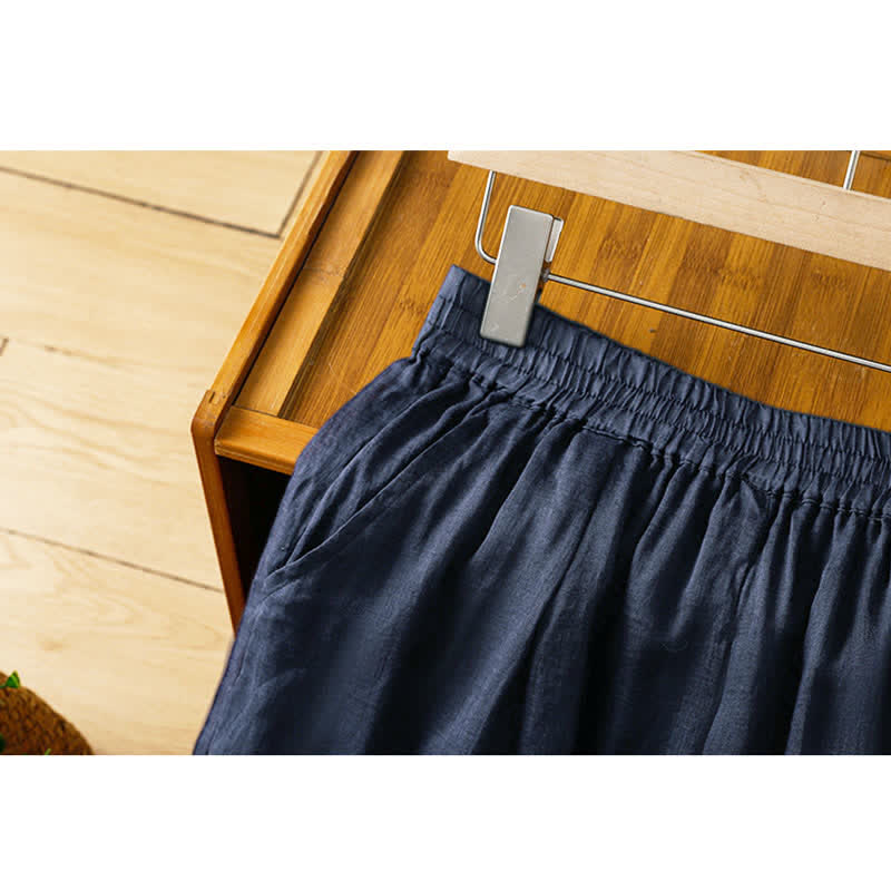 Buddha Stones Pantaloni estivi da donna a gamba larga in stile boho con ricami e tasche. - image 4