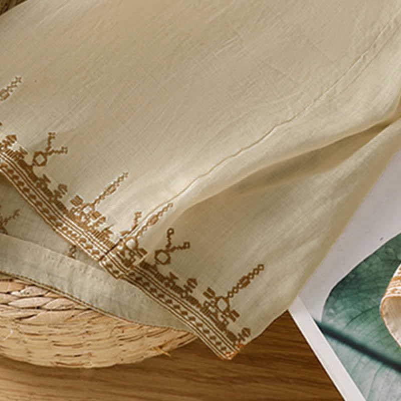 Buddha Stones Pantaloni estivi da donna a gamba larga in stile boho con ricami e tasche. - image 16