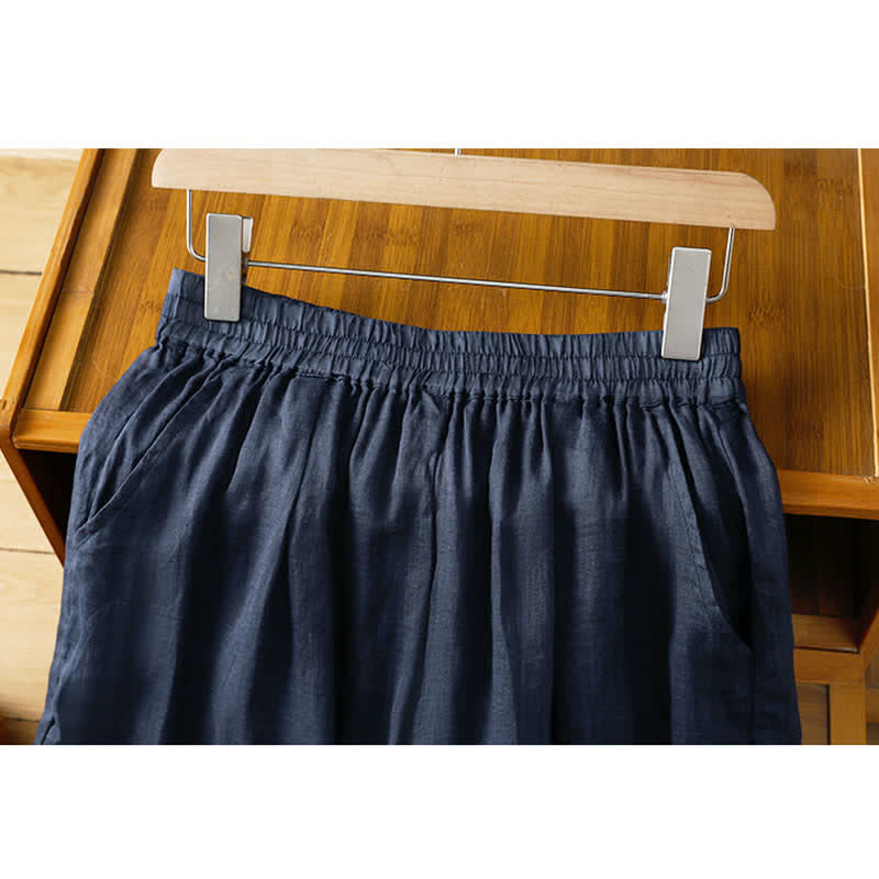 Buddha Stones Pantaloni estivi da donna a gamba larga in stile boho con ricami e tasche. - image 3