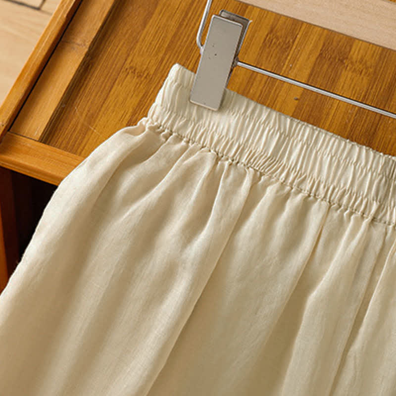 Buddha Stones Pantaloni estivi da donna a gamba larga in stile boho con ricami e tasche. - image 21