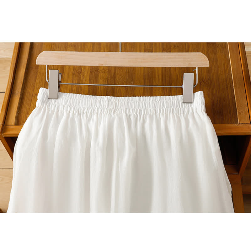 Buddha Stones Pantaloni estivi da donna a gamba larga in stile boho con ricami e tasche. - image 10