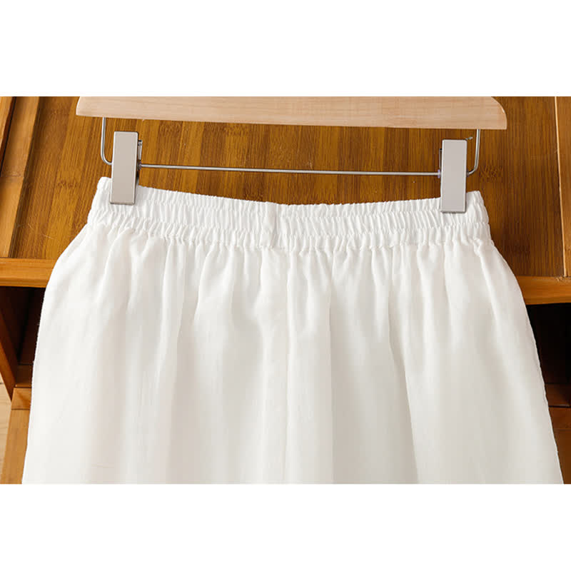 Buddha Stones Pantaloni estivi da donna a gamba larga in stile boho con ricami e tasche. - image 11