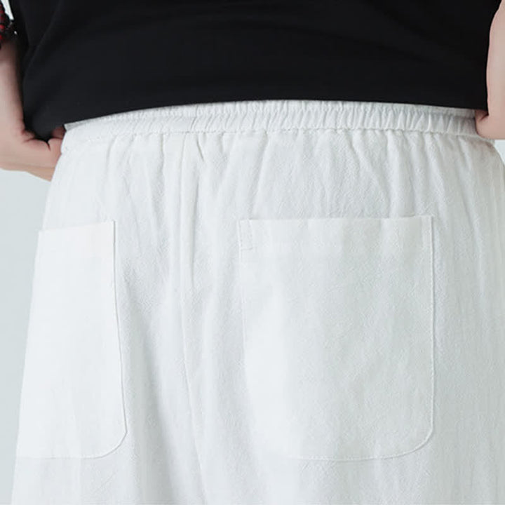 Buddha Stones Pantaloni dritti da uomo estivi in ​​cotone, minimalisti, con elastico in vita e tasche. - image 23
