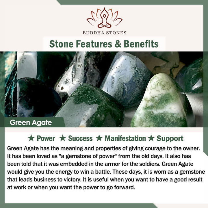 Buddha Stones Braccialetto PiXiu con cambio di colore in agata verde naturale Om Mani Padme Hum PiXiu Success - image 5