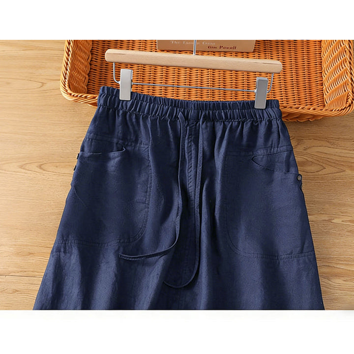 Buddha Stones Gonna da donna primaverile casual con coulisse e tasche, tinta unita. - image 12