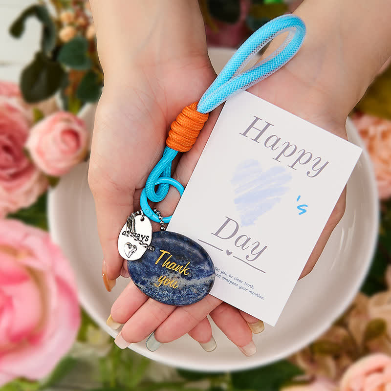 Buddha Stones Portachiavi decorativo "Thank Gifts" in sodalite naturale, ideale per un momento di relax. - Sodalite (Calma♥Armonia) - image 0