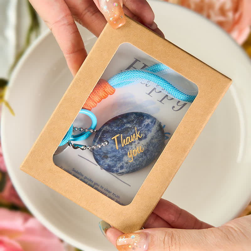 Buddha Stones Portachiavi decorativo "Thank Gifts" in sodalite naturale, ideale per un momento di relax. - image 4