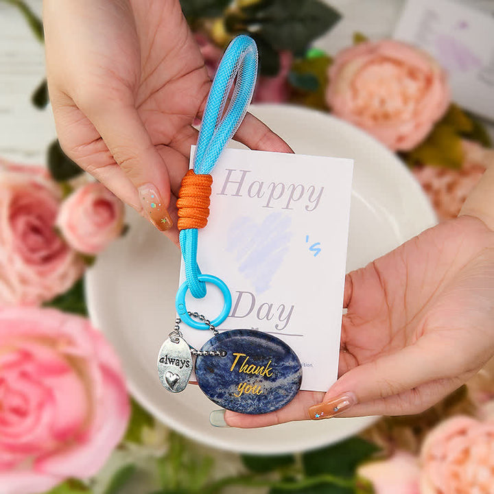 Buddha Stones Portachiavi decorativo "Thank Gifts" in sodalite naturale, ideale per un momento di relax. - image 3