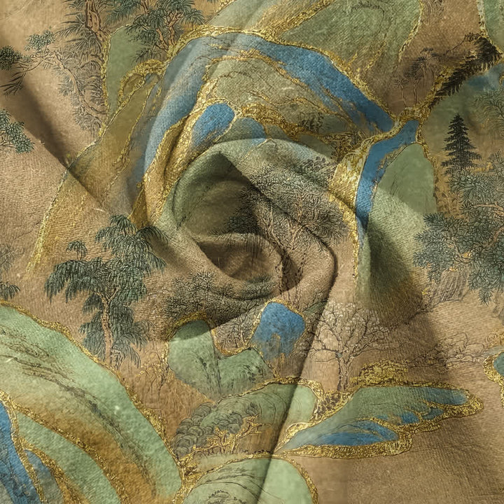 Buddha Stones Camicia da uomo a maniche corte con mezzo bottone Cotton Mountain Emblem - image 4