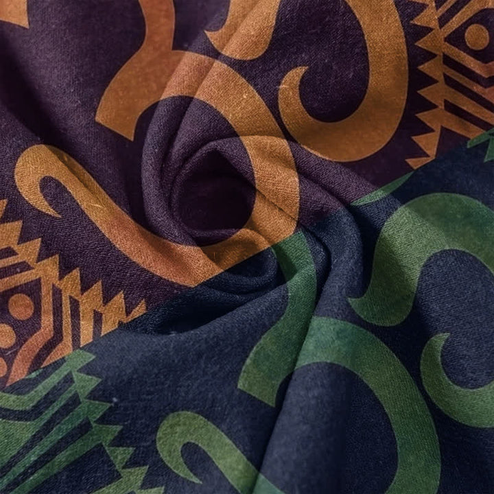 Buddha Stones Camicia da uomo a maniche corte con bottoni a metà, in cotone, con emblema Om. - image 3