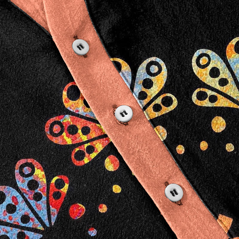 Buddha Stones Camicia da uomo a maniche corte con bottoni a metà, in cotone, con emblema Om Lotus Mandala e pavone. - image 3