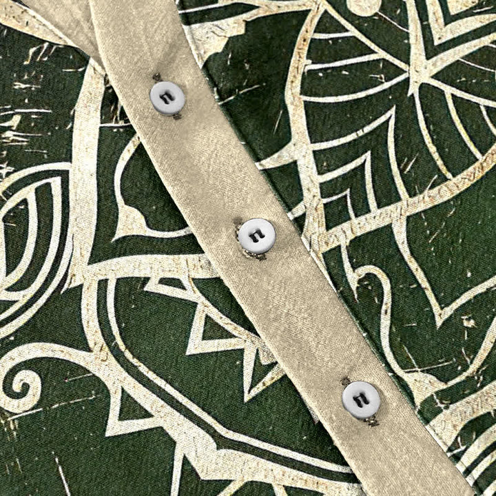 Buddha Stones Camicia da uomo a maniche corte con bottoni a metà, in cotone, con emblema mandala di loto. - image 3