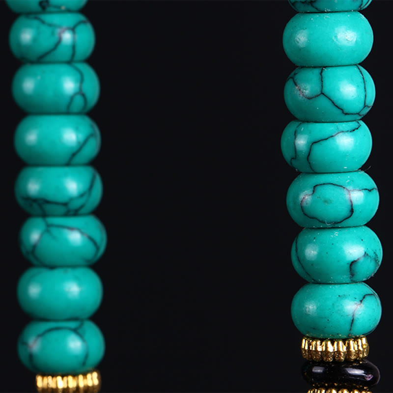 Buddha Stones Mala tibetano con 108 perle turchesi Dzi, simbolo di saggezza ed equilibrio. - image 8