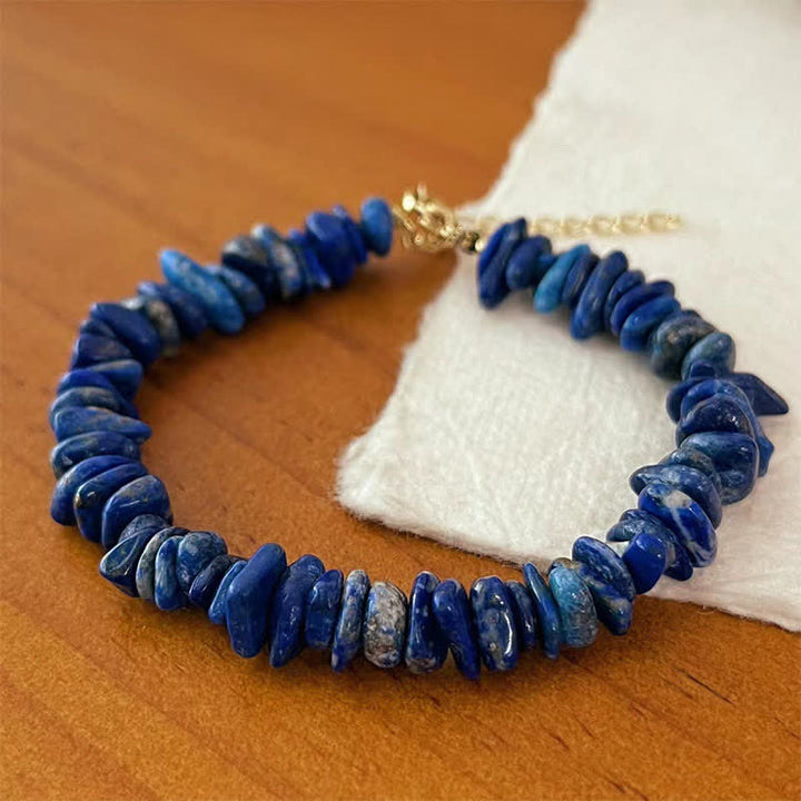 Buddha Stones Bracciale con design naturale irregolare in lapislazzuli e lazurite - Lapislazzuli (circonferenza del polso 15–18 cm) - image 0