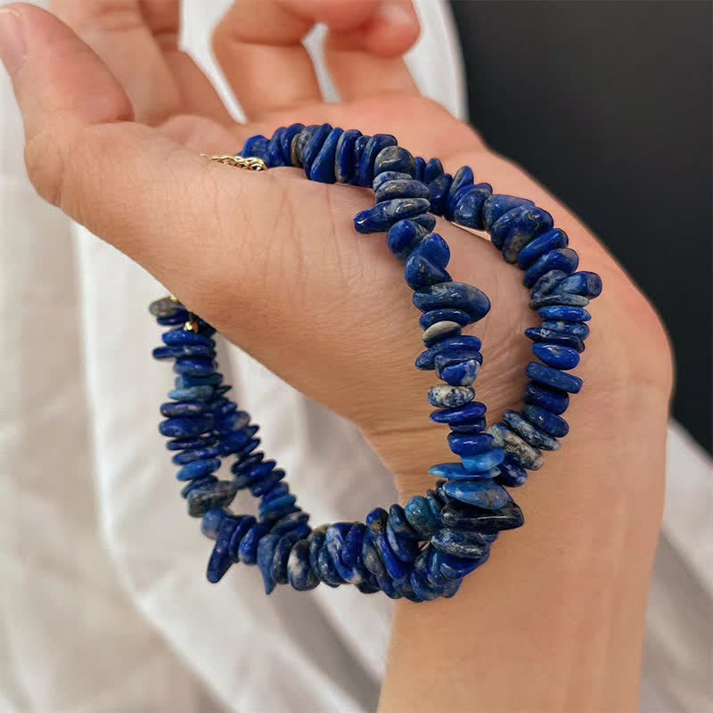 Buddha Stones Bracciale con design naturale irregolare in lapislazzuli e lazurite - image 8