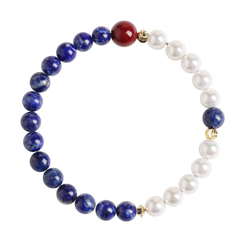 Buddha Stones Bracciale con perline positive in lapislazzuli, lazurite e perle di cinabro - image 11