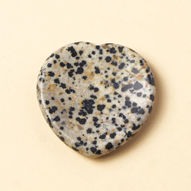 Buddha Stones Pietra portafortuna a forma di cuore, opale, quarzo rosa, cristallo motivazionale, 4*4*0,7 cm - Diaspro dalmata naturale (il colore può variare) - 4*4*0,7 cm - image 20