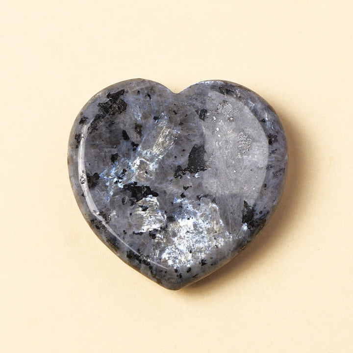 Buddha Stones Pietra portafortuna a forma di cuore, opale, quarzo rosa, cristallo motivazionale, 4*4*0,7 cm - Pietra naturale nera glitterata (il colore può variare) - 4*4*0,7 cm - image 14