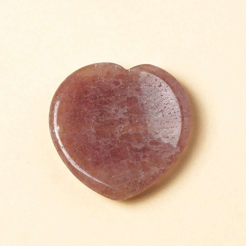 Buddha Stones Pietra portafortuna a forma di cuore, opale, quarzo rosa, cristallo motivazionale, 4*4*0,7 cm - Quarzo fragola naturale (il colore può variare) - 4*4*0,7 cm - image 5