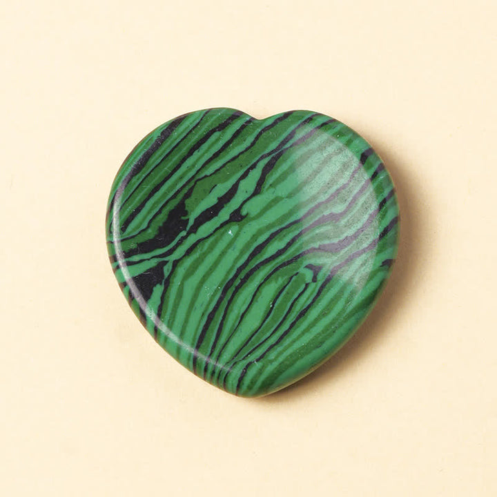Buddha Stones Pietra portafortuna a forma di cuore, opale, quarzo rosa, cristallo motivazionale, 4*4*0,7 cm - Malachite naturale (il colore può variare) - 4*4*0,7 cm - image 16
