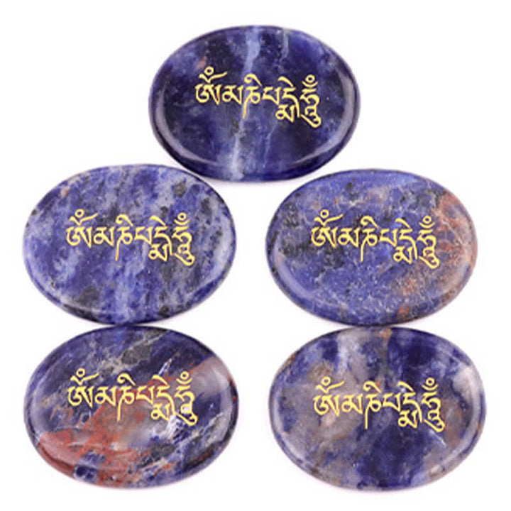 Buddha Stones Pietra da Palmo in Ametista e Occhio di Tigre con Incisione "Om Mani Padme Hum" – Decorazione in Cristallo (35 x 45 mm) - image 16