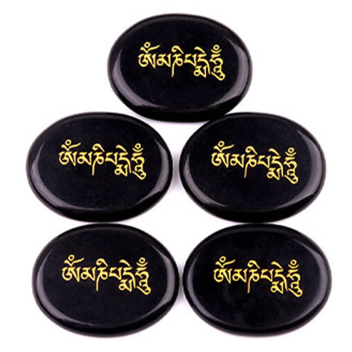 Buddha Stones Pietra da Palmo in Ametista e Occhio di Tigre con Incisione "Om Mani Padme Hum" – Decorazione in Cristallo (35 x 45 mm) - image 10