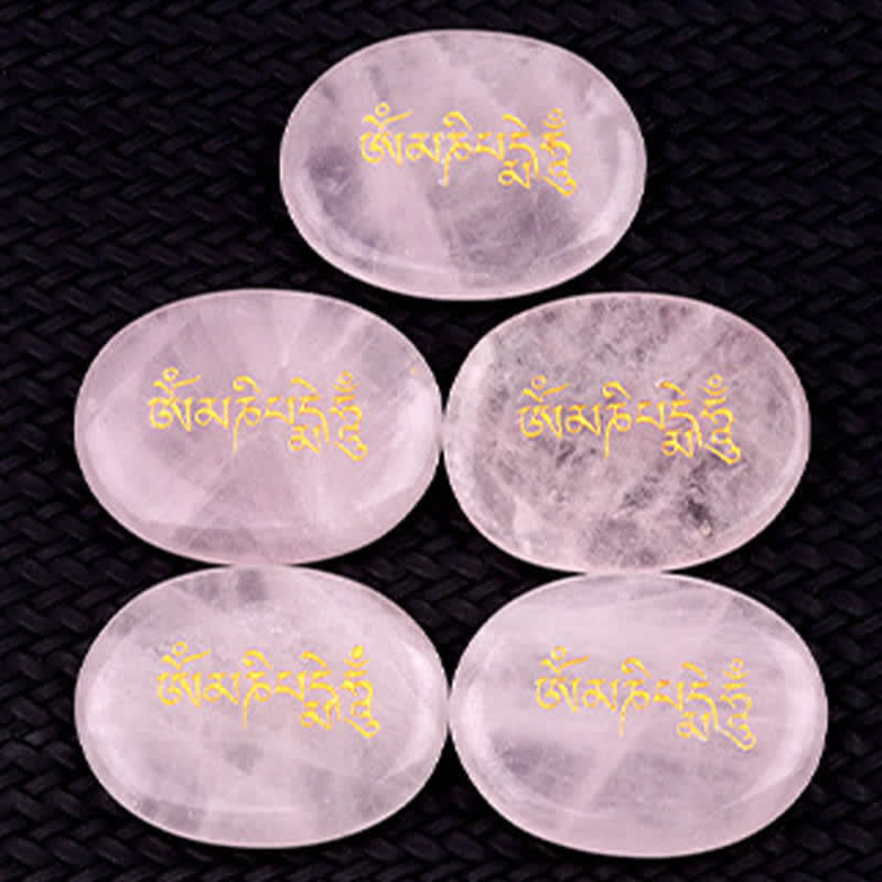 Buddha Stones Pietra da Palmo in Ametista e Occhio di Tigre con Incisione "Om Mani Padme Hum" – Decorazione in Cristallo (35 x 45 mm) - image 28