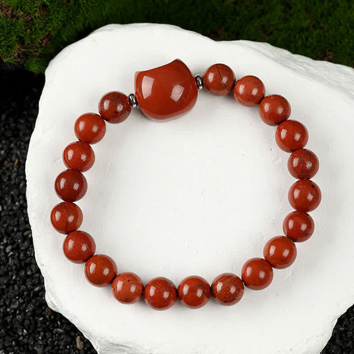 Buddha Stones Braccialetto con perline di agata blu e quarzo trasparente con grazioso design a forma di gatto - Diaspro rosso (circonferenza del polso 15-16 cm) - image 22
