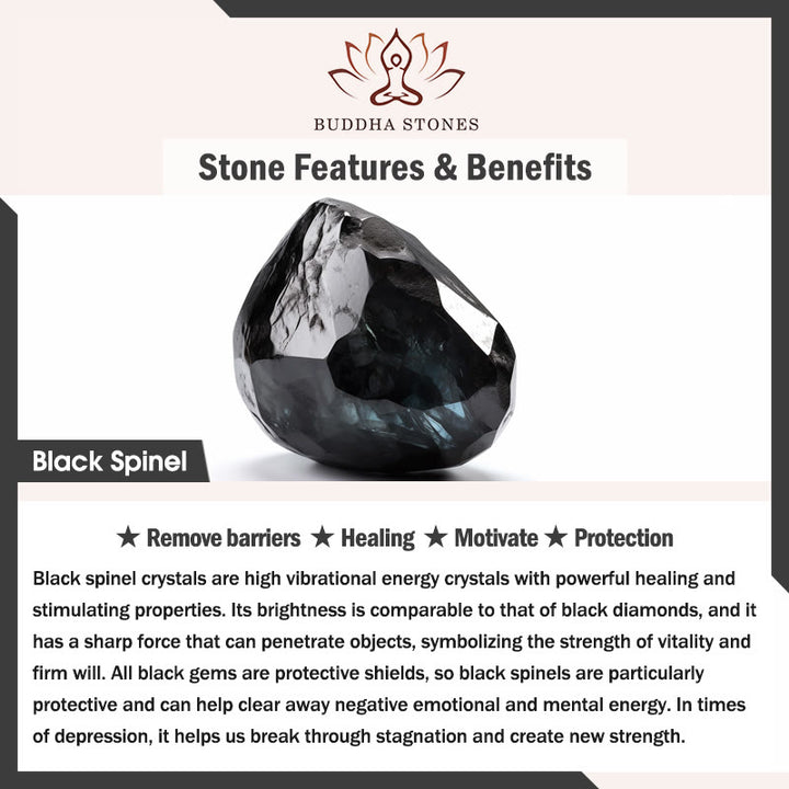 Buddha Stones Collana di spinello nero e turchese con perle di forza - image 3
