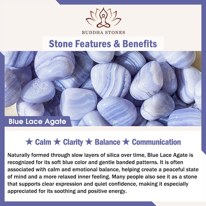 Buddha Stones Collana con ciondolo a catena in agata blu naturale con cristalli di trasparenza - image 6