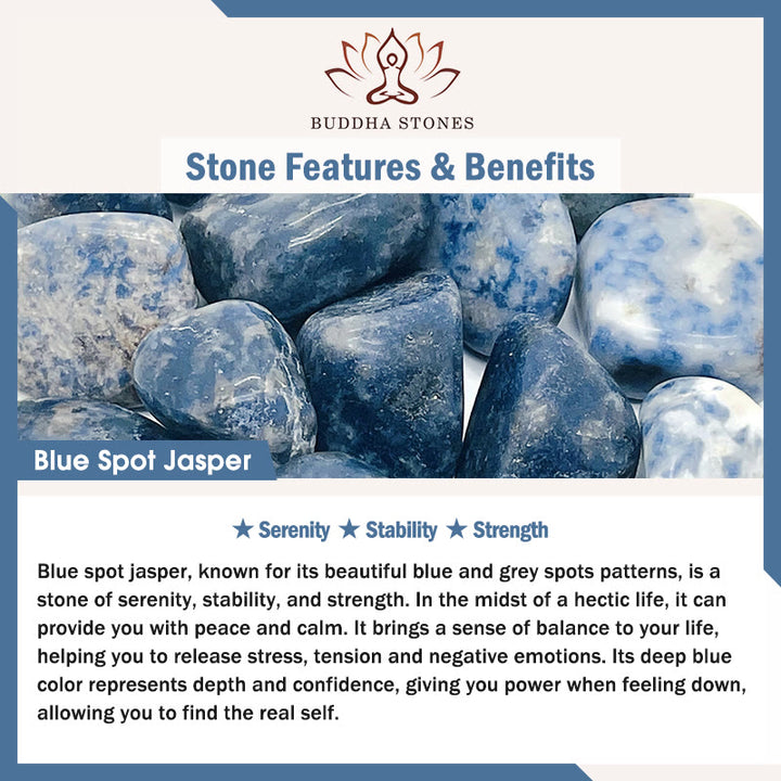 Buddha Stones Bracciale rinforzato con perle naturali a forma di barilotto in diaspro blu maculato e avventurina verde. - image 1
