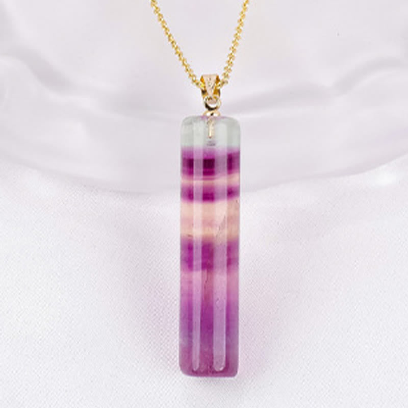 Buddha Stones Collana con ciondolo cilindrico protettivo in fluorite naturale colorata. - Fluorite naturale (colore, forma e dimensioni possono variare) - image 1