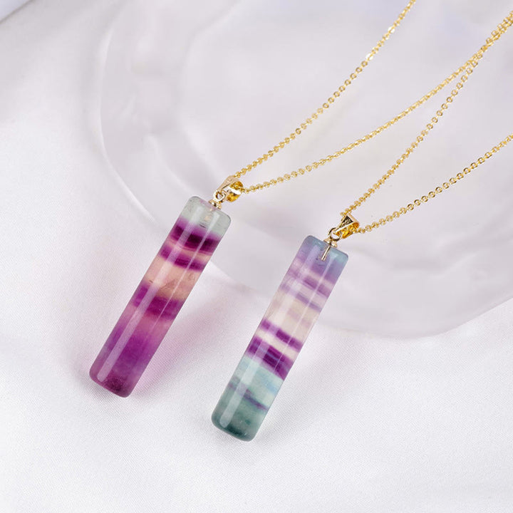 Buddha Stones Collana con ciondolo cilindrico protettivo in fluorite naturale colorata. - image 4