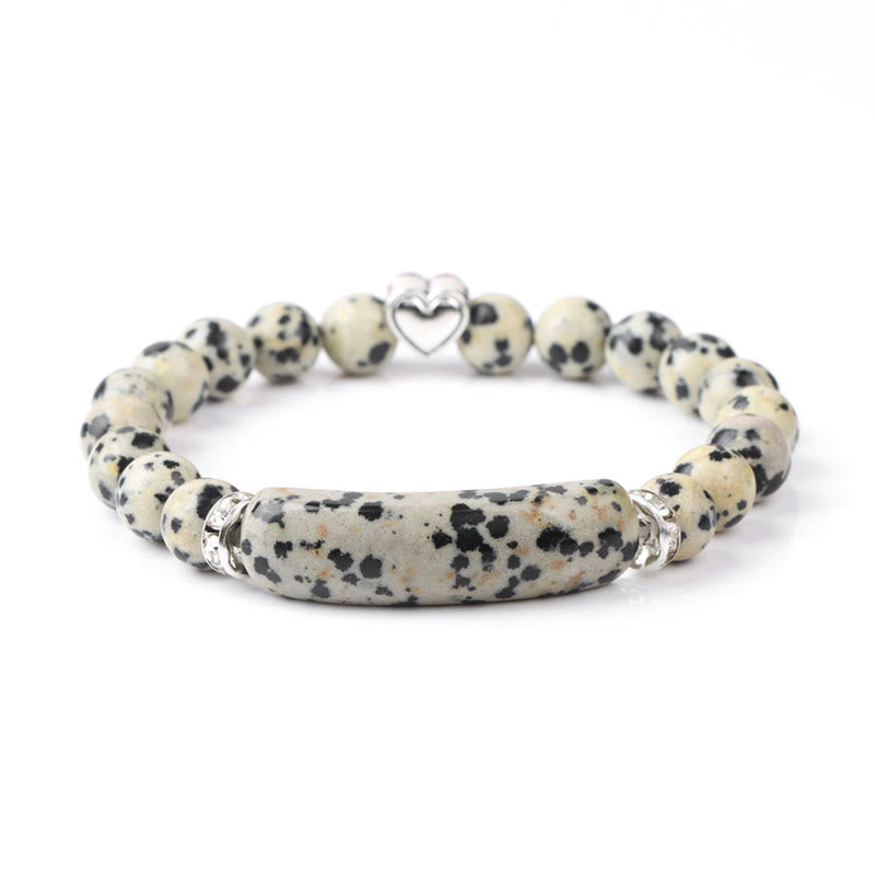 Buddha Stones Bracciale curativo con ametista, occhio di tigre, lapislazzuli, avventurina verde, rodonite e diaspro dalmata. - Diaspro dalmata (circonferenza del polso 15-16 cm) - image 16