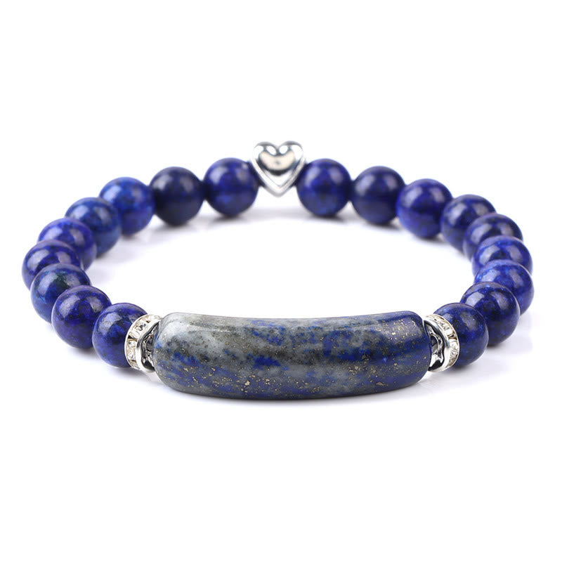 Buddha Stones Bracciale curativo con ametista, occhio di tigre, lapislazzuli, avventurina verde, rodonite e diaspro dalmata. - Lapislazzuli (circonferenza del polso 15-16 cm) - image 8