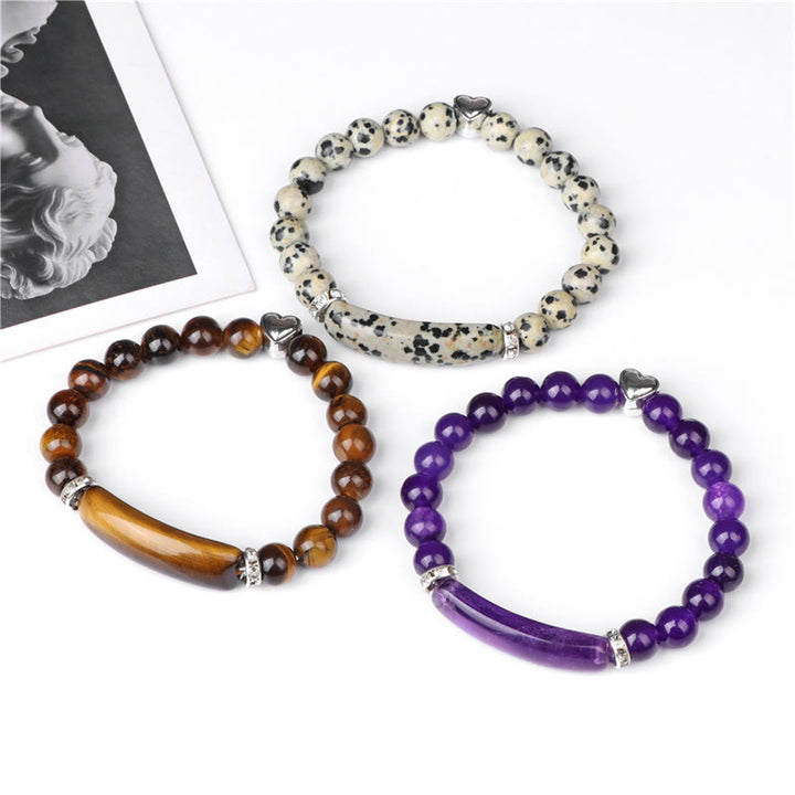Buddha Stones Bracciale curativo con ametista, occhio di tigre, lapislazzuli, avventurina verde, rodonite e diaspro dalmata. - image 19