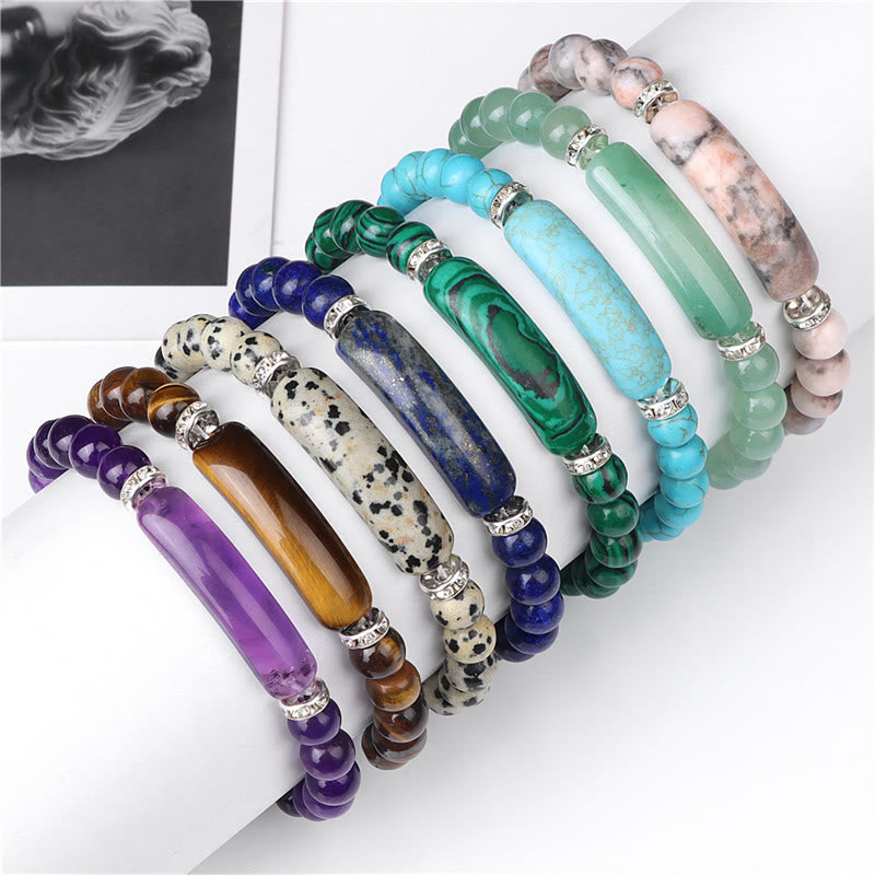 Buddha Stones Bracciale curativo con ametista, occhio di tigre, lapislazzuli, avventurina verde, rodonite e diaspro dalmata. - image 18