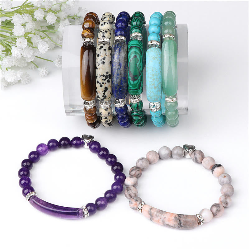 Buddha Stones Bracciale curativo con ametista, occhio di tigre, lapislazzuli, avventurina verde, rodonite e diaspro dalmata. - image 20