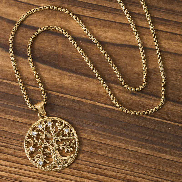 Buddha Stones Collana con ciondolo "Albero della Vita" in acciaio al titanio. - image 11
