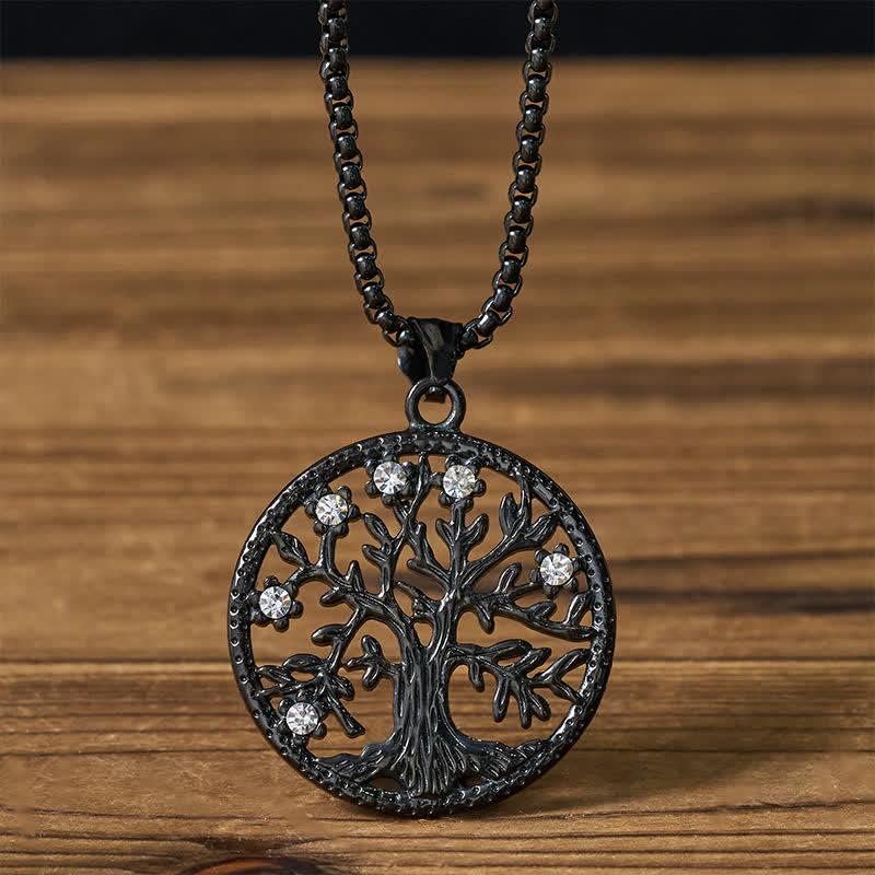 Buddha Stones Collana con ciondolo "Albero della Vita" in acciaio al titanio. - Nero L'Albero della Vita - image 14