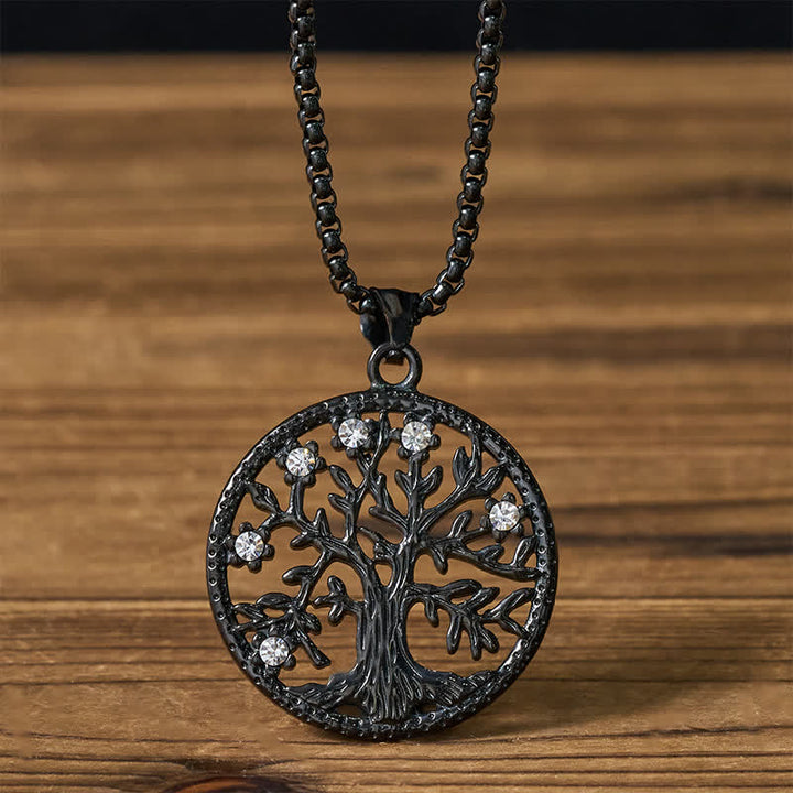 Buddha Stones Collana con ciondolo "Albero della Vita" in acciaio al titanio. - Nero L'Albero della Vita - image 14