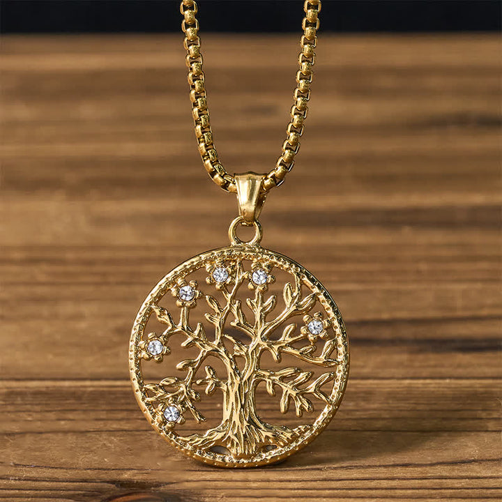 Buddha Stones Collana con ciondolo "Albero della Vita" in acciaio al titanio. - L'Albero della Vita Dorato - image 8