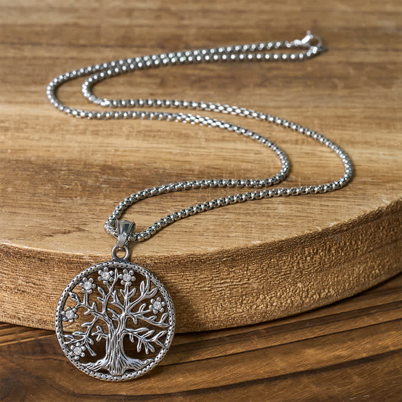 Buddha Stones Collana con ciondolo "Albero della Vita" in acciaio al titanio. - image 1