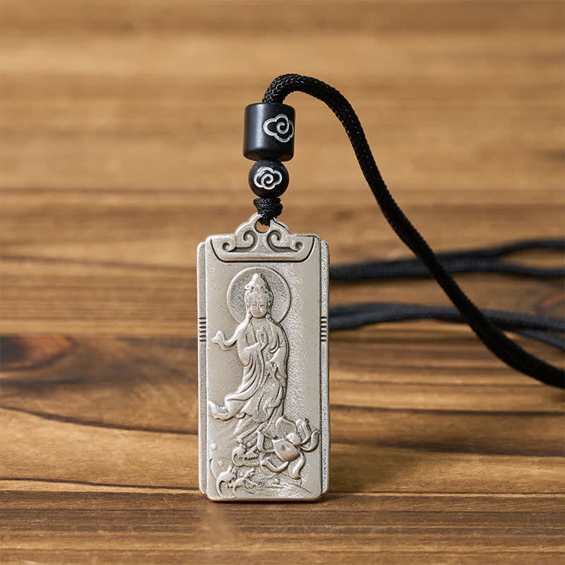 Buddha Stones Collana con ciondolo a forma di corda Avalokiteśvara, simbolo di ricchezza, placcata in rame e argento. - image 4