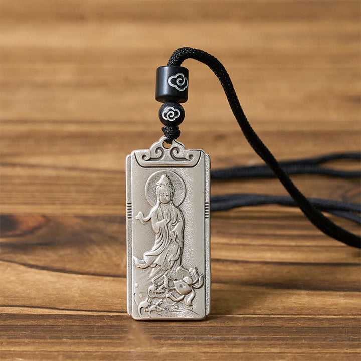 Buddha Stones Collana con ciondolo a forma di corda Avalokiteśvara, simbolo di ricchezza, placcata in rame e argento. - image 4