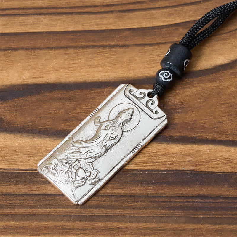Buddha Stones Collana con ciondolo a forma di corda Avalokiteśvara, simbolo di ricchezza, placcata in rame e argento. - image 3